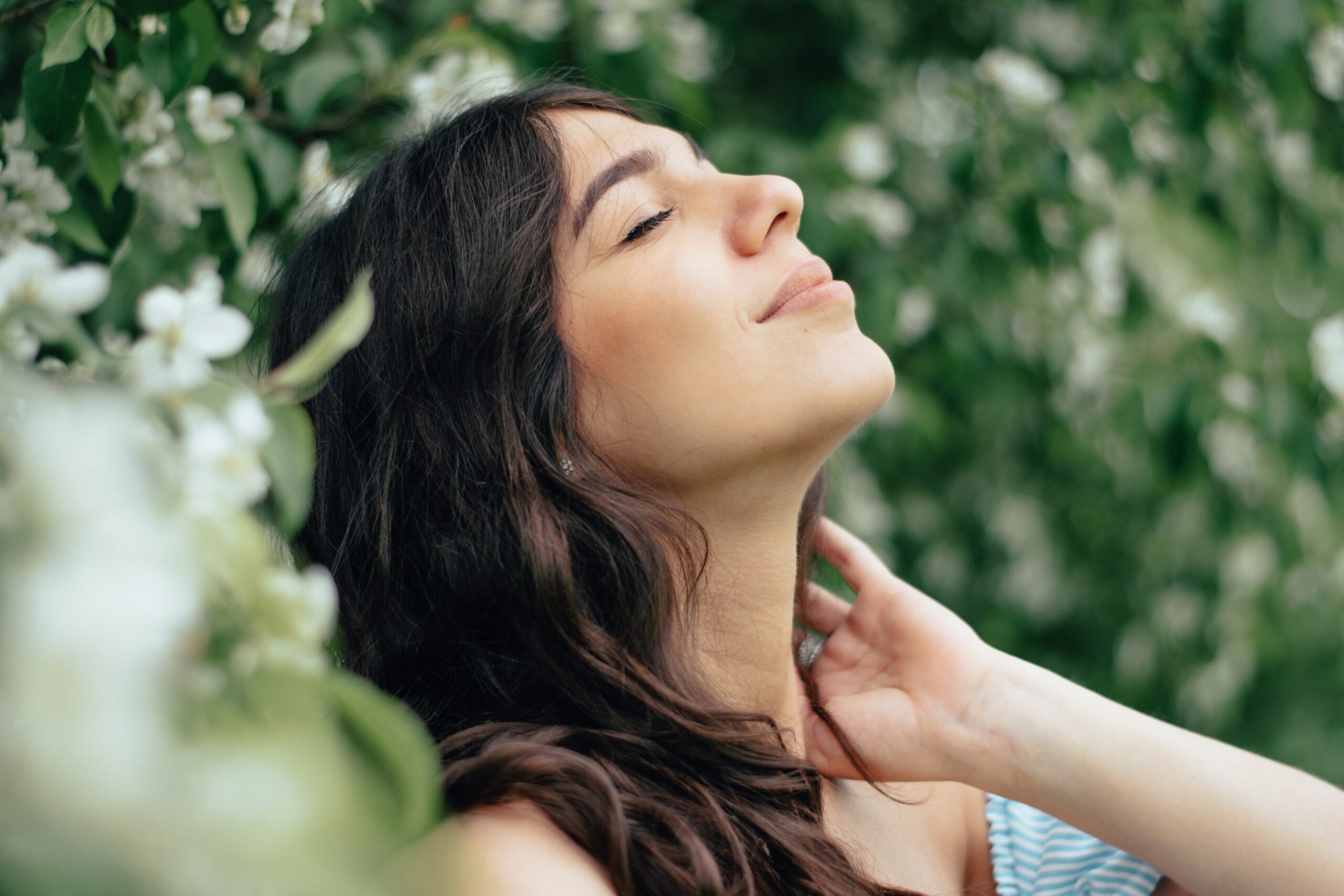 Portrait,Of,A,Beautiful,Young,Woman,In,Blooming,Apple,Trees.spring,beauty,women's